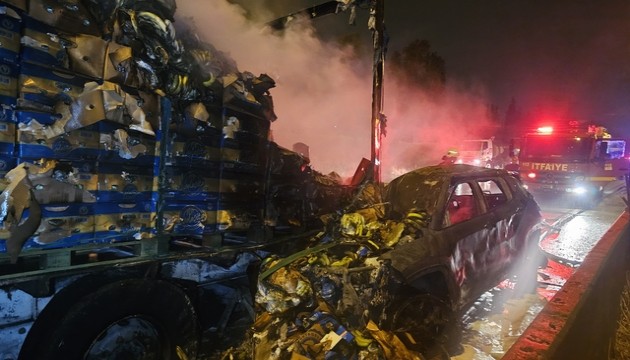 Adana’da tıra çarpan cip alev aldı