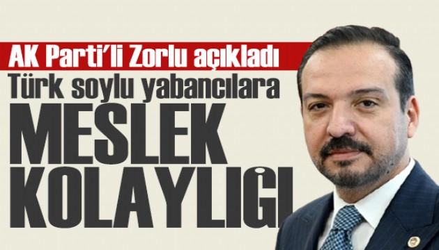 AK Partili Zorlu açıkladı: Türk soylu yabancılara meslek kolaylığı