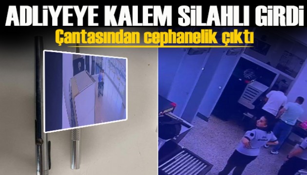 Kalem görünümlü silah ve neşterle adliyeye girmek isterken yakalandı