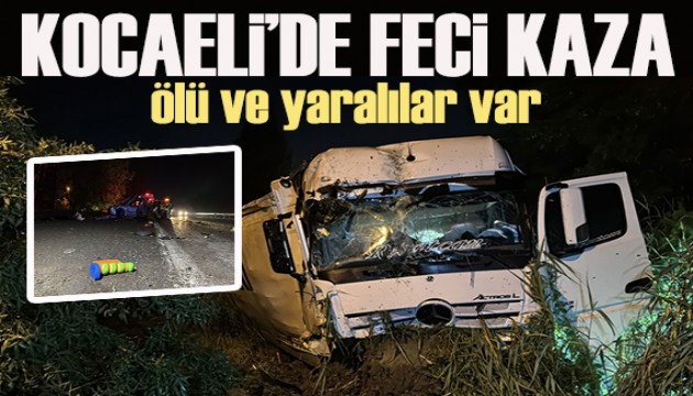 Kocaeli'nde feci kaza! Anadolu Otoyolu'nda emniyet şeridindeki araca TIR çarptı
