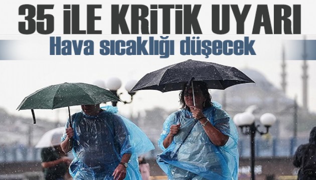 Meteoroloji'den 35 il için 'sarı' ve 'turuncu' alarm: Sıcaklık düşecek