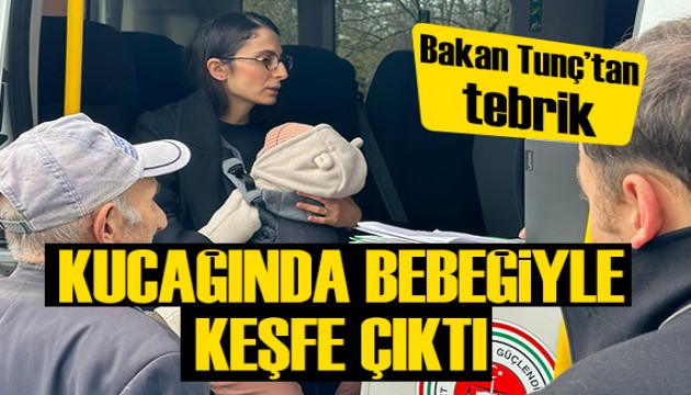 Bakan Tunç'tan kucağında bebeğiyle keşfe çıkan hakime tebrik
