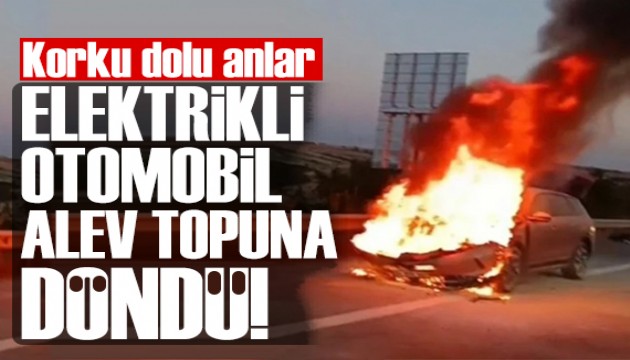 Elektrikli otomobil dakikalar içinde alev topuna döndü!