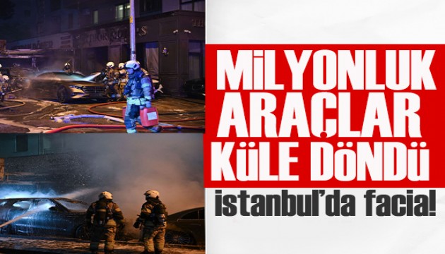 İstanbul'da oto galeride yangın: 4 araç küle döndü