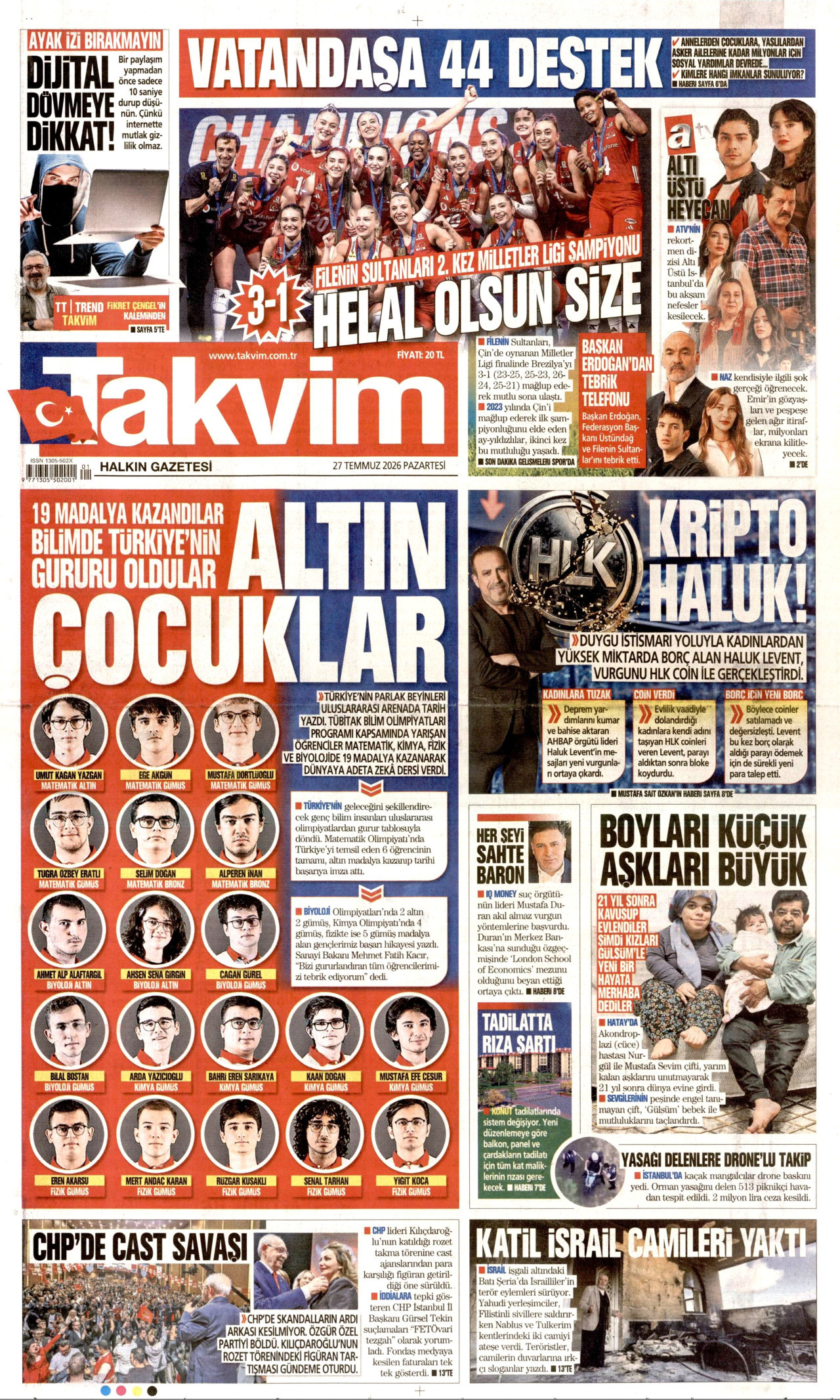 Gazeteler bugün ne yazdı? (27 Temmuz)