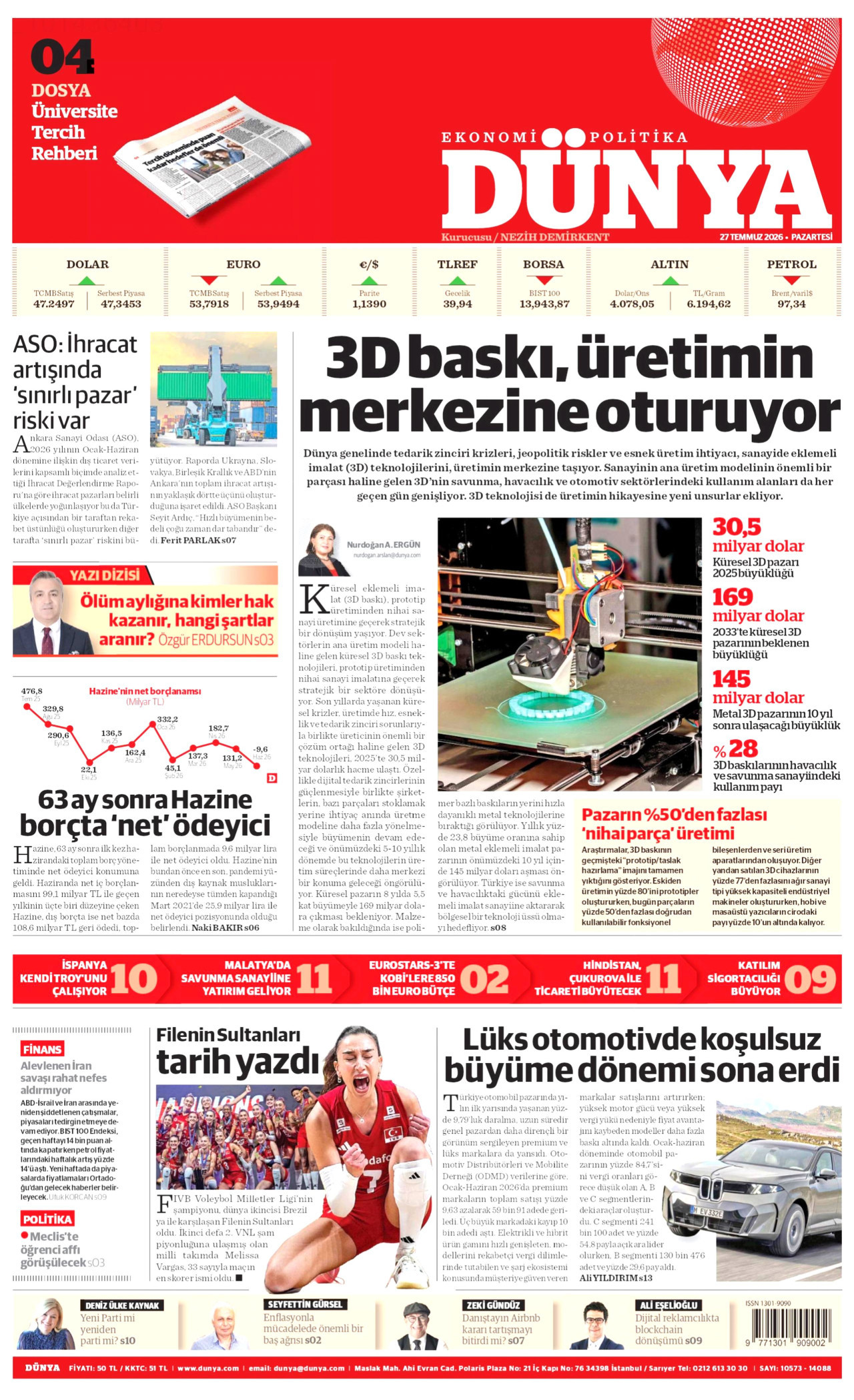 Gazeteler bugün ne yazdı? (27 Temmuz)