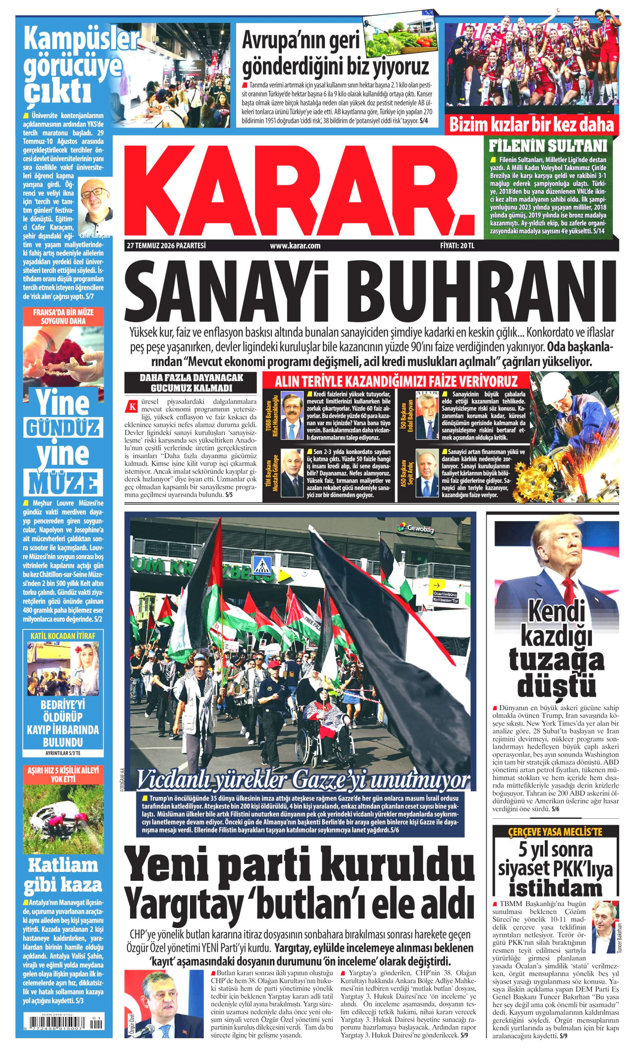 Gazeteler bugün ne yazdı? (27 Temmuz)