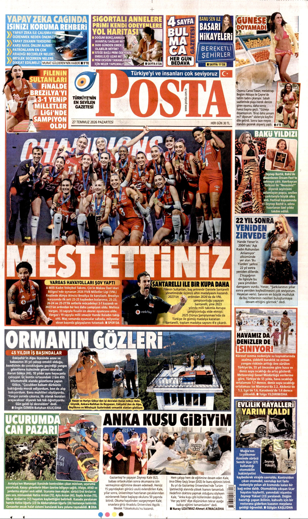 Gazeteler bugün ne yazdı? (27 Temmuz)