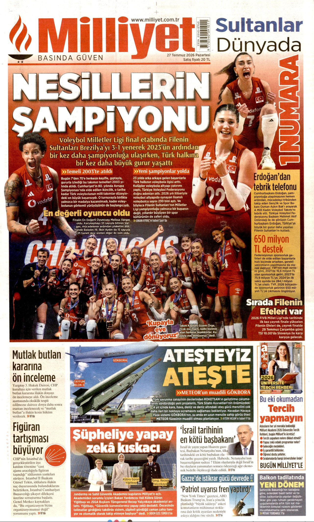 Gazeteler bugün ne yazdı? (27 Temmuz)