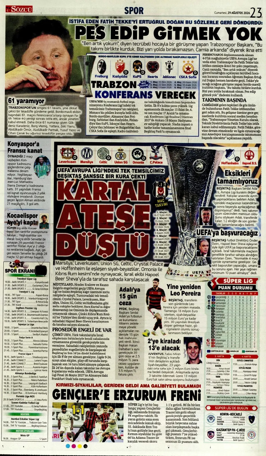 Aslanım Leao! Spor basını bugün ne yazdı? (29 Ağustos)